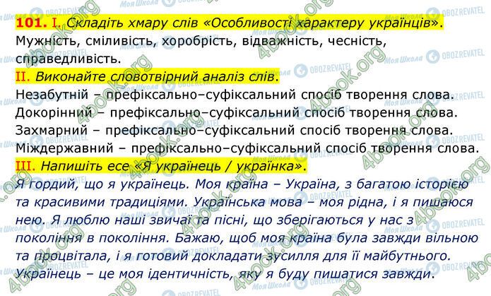 ГДЗ Українська мова 6 клас сторінка 101