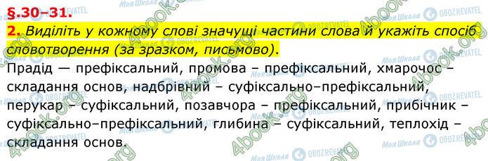 ГДЗ Українська мова 6 клас сторінка §30 (2)