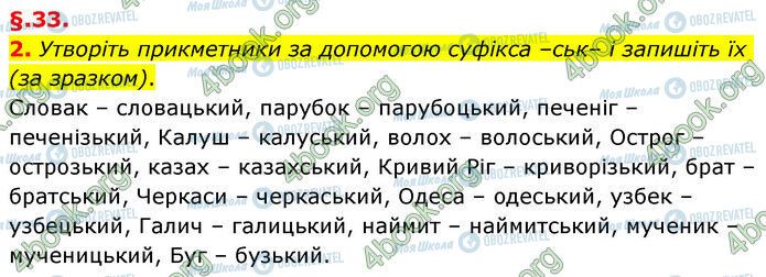 ГДЗ Українська мова 6 клас сторінка §33 (2)