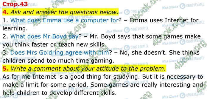 ГДЗ Англійська мова 6 клас сторінка Стр.43 (4-5)