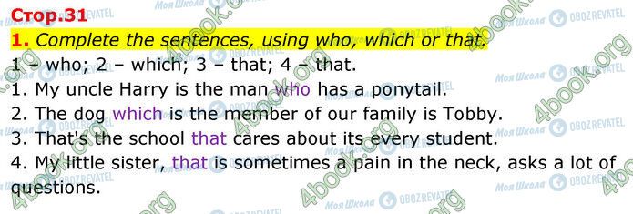 ГДЗ Англійська мова 6 клас сторінка Стр.31 (1)
