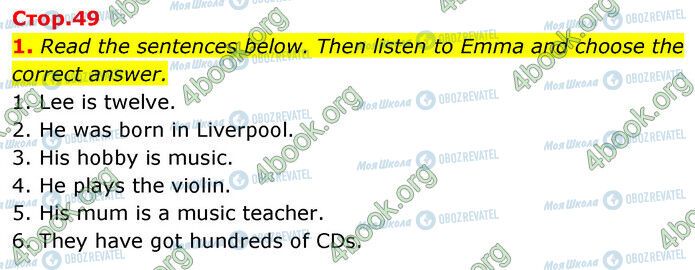ГДЗ Англійська мова 6 клас сторінка Стр.49 (1)