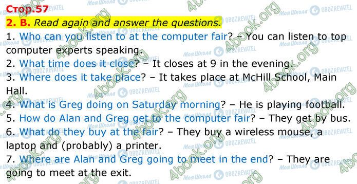 ГДЗ Англійська мова 6 клас сторінка Стр.57 (2-B)