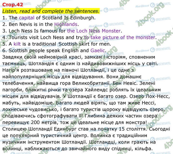 ГДЗ Англійська мова 6 клас сторінка Стр.42