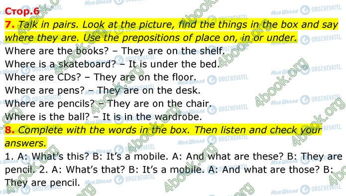 ГДЗ Англійська мова 6 клас сторінка Стр.6 (7-8)