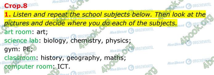 ГДЗ Англійська мова 6 клас сторінка Стр.8 (1)
