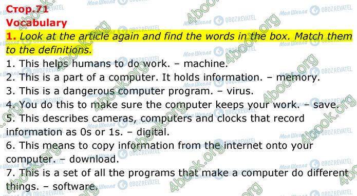 ГДЗ Английский язык 6 класс страница Стр.71 (1)
