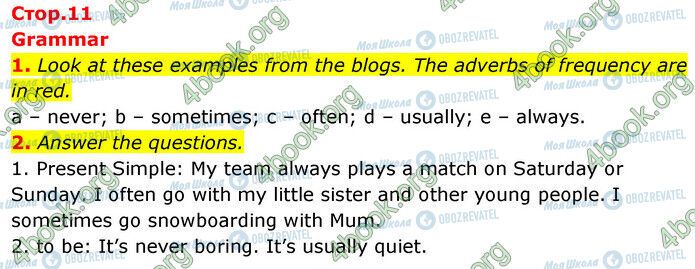 ГДЗ Англійська мова 6 клас сторінка Стр.11 (1-2)