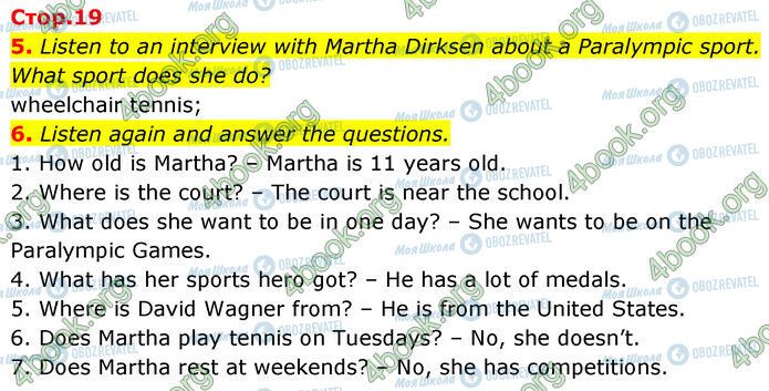 ГДЗ Англійська мова 6 клас сторінка Стр.19 (5-6)