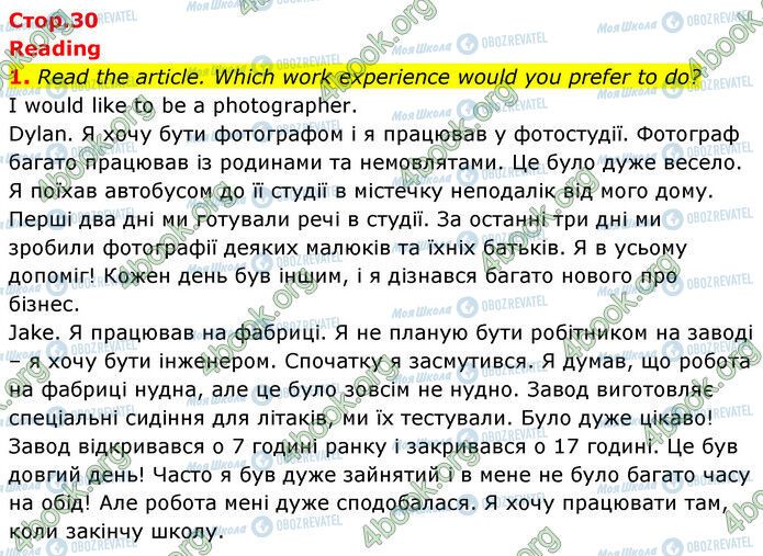 ГДЗ Англійська мова 6 клас сторінка Стр.30 (1)