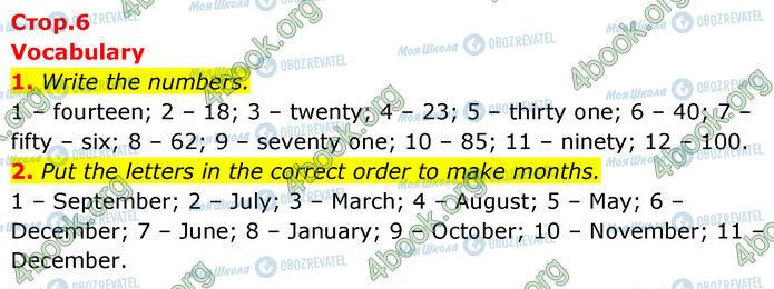 ГДЗ Англійська мова 6 клас сторінка Стр.6 (1-2)