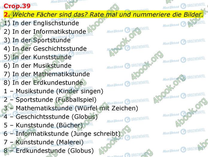 ГДЗ Німецька мова 6 клас сторінка Стр.39 (2)