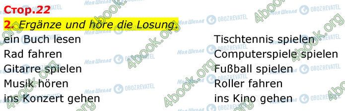 ГДЗ Німецька мова 6 клас сторінка Стр.22 (2)