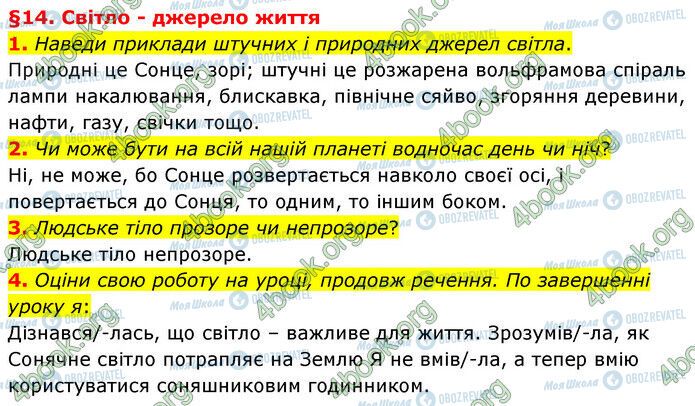 ГДЗ Природознавство 6 клас сторінка §14 (1-4)