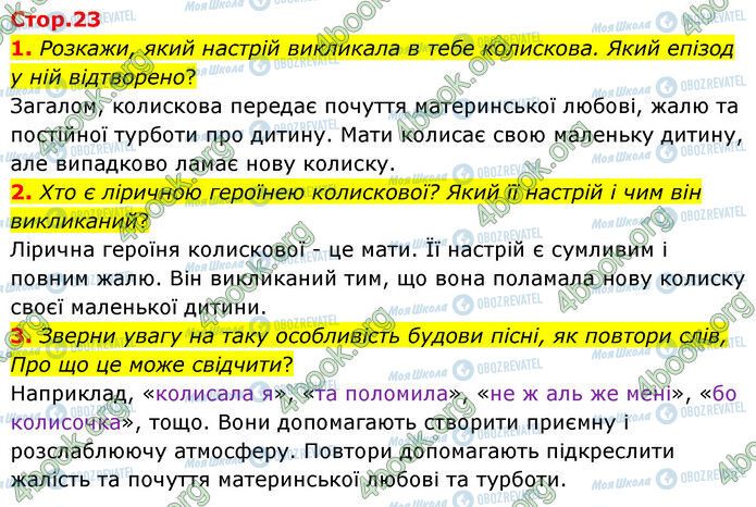 ГДЗ Укр лит 6 класс страница Стр.23 (1-3)