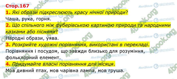 ГДЗ Зарубіжна література 6 клас сторінка Стр.167 (1-4)