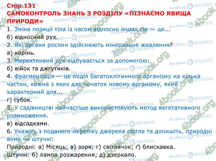 ГДЗ Природознавство 6 клас сторінка Стр.131 (1-6)