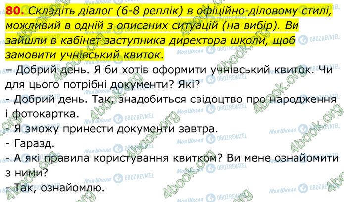 ГДЗ Українська мова 6 клас сторінка 80