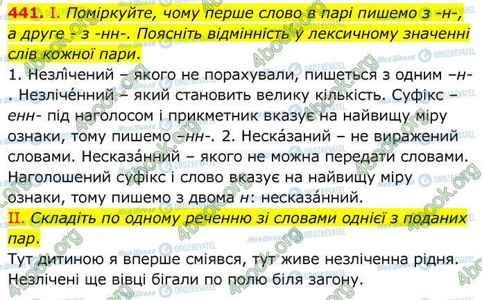 ГДЗ Українська мова 6 клас сторінка 441