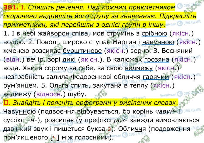 ГДЗ Українська мова 6 клас сторінка 381