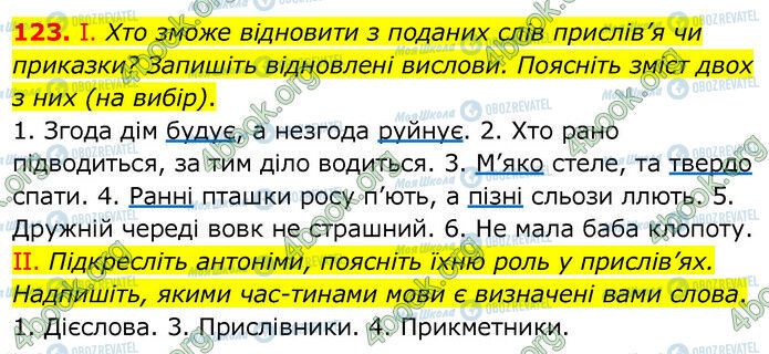 ГДЗ Українська мова 6 клас сторінка 123