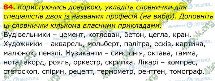 ГДЗ Українська мова 6 клас сторінка 84