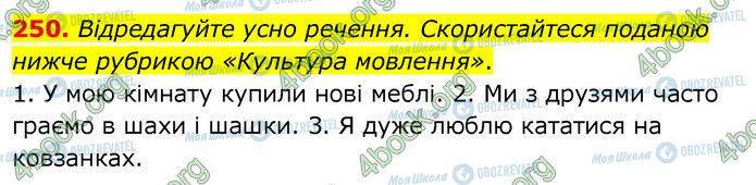 ГДЗ Українська мова 6 клас сторінка 250