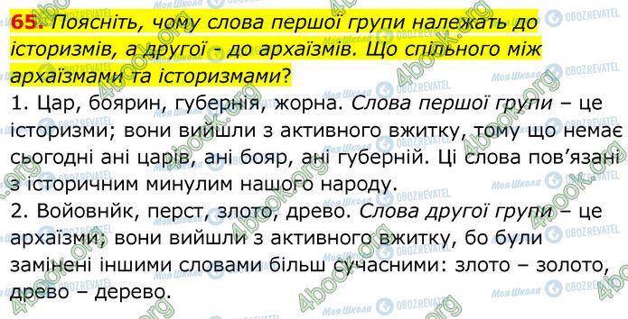 ГДЗ Українська мова 6 клас сторінка 65