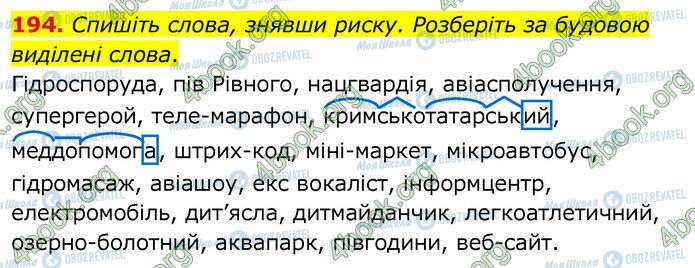 ГДЗ Українська мова 6 клас сторінка 194