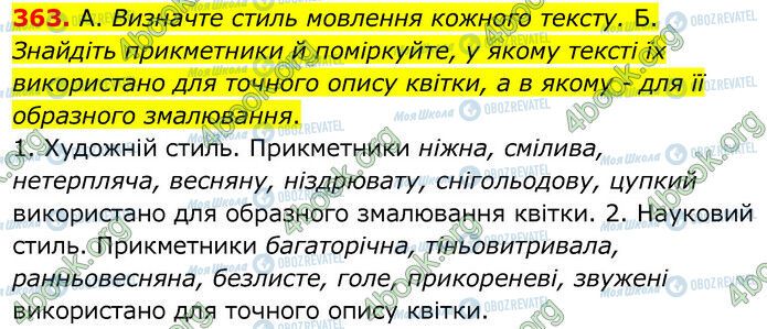 ГДЗ Українська мова 6 клас сторінка 363