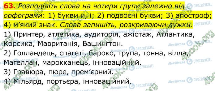 ГДЗ Українська мова 6 клас сторінка 63