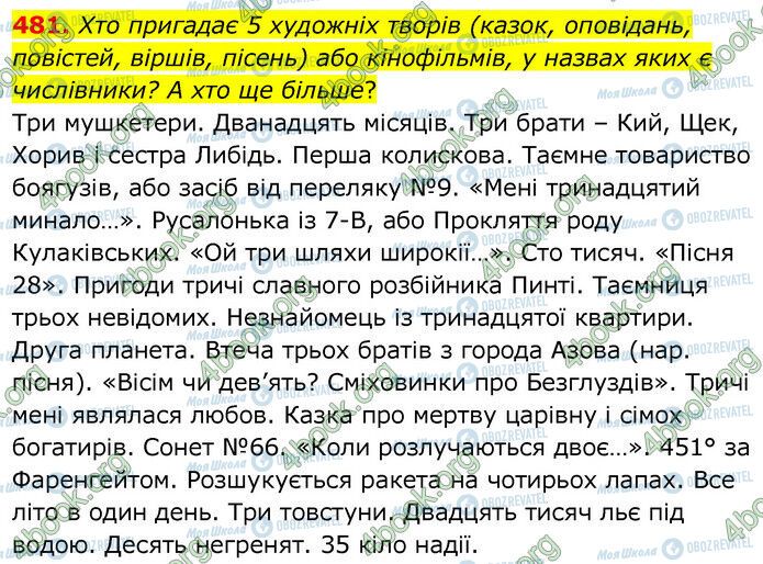 ГДЗ Українська мова 6 клас сторінка 481