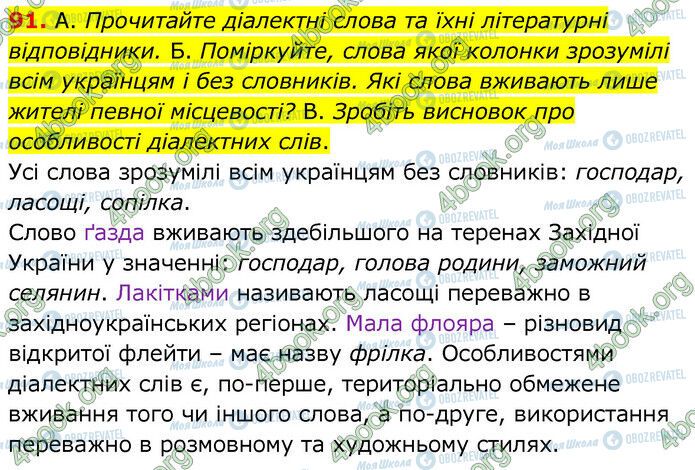 ГДЗ Українська мова 6 клас сторінка 91