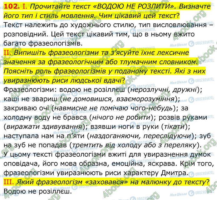 ГДЗ Українська мова 6 клас сторінка 102