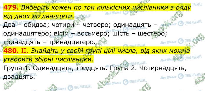 ГДЗ Українська мова 6 клас сторінка 479-480