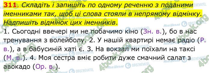 ГДЗ Українська мова 6 клас сторінка 311