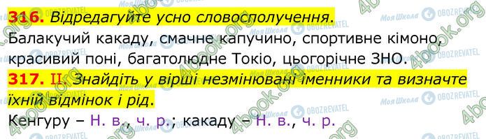 ГДЗ Українська мова 6 клас сторінка 316-317