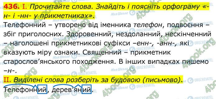 ГДЗ Українська мова 6 клас сторінка 436