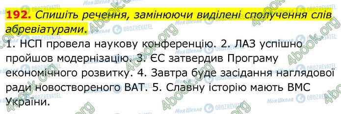 ГДЗ Українська мова 6 клас сторінка 192