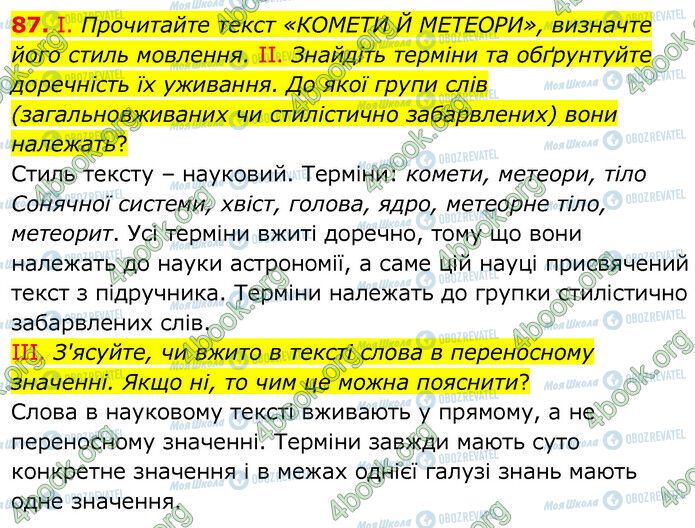 ГДЗ Українська мова 6 клас сторінка 87