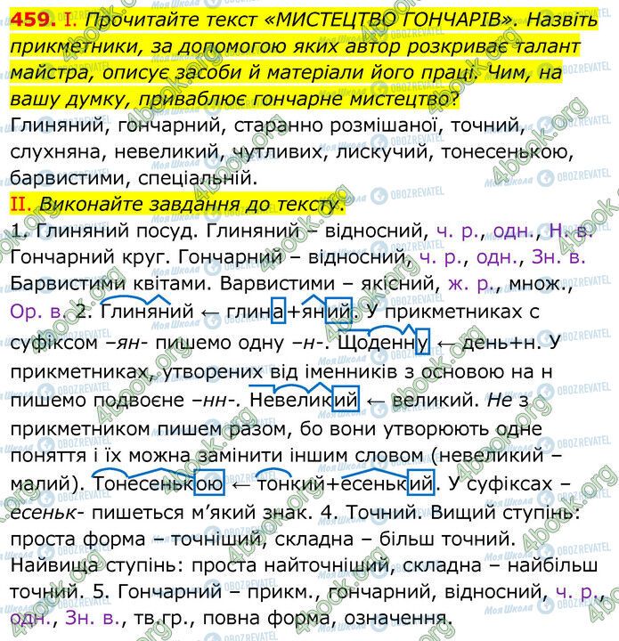 ГДЗ Українська мова 6 клас сторінка 459