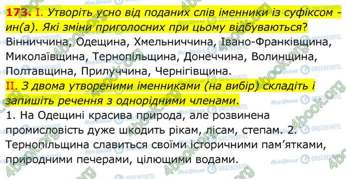 ГДЗ Українська мова 6 клас сторінка 173