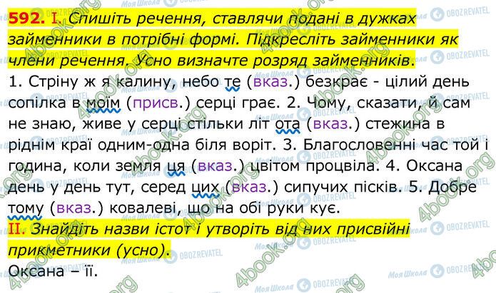 ГДЗ Українська мова 6 клас сторінка 592