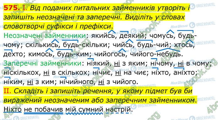 ГДЗ Українська мова 6 клас сторінка 575