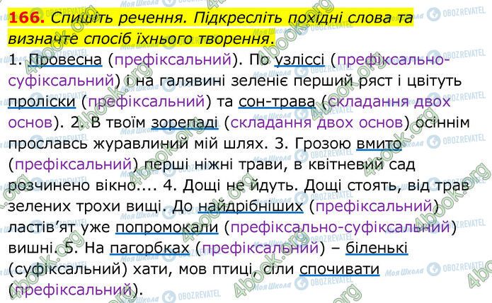 ГДЗ Українська мова 6 клас сторінка 166