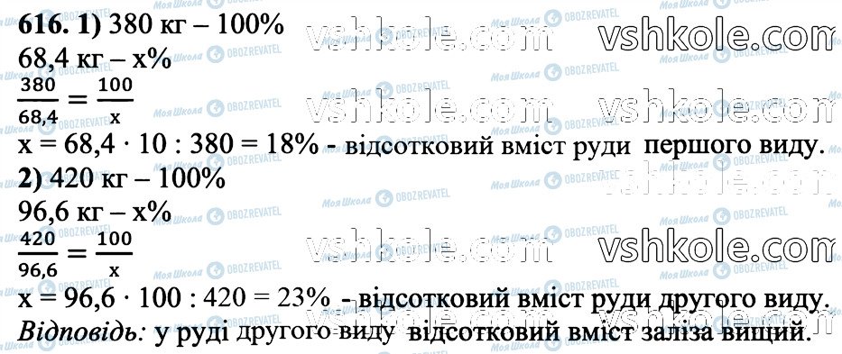 ГДЗ Математика 6 клас сторінка 616