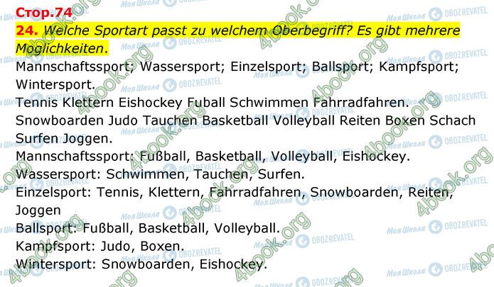 ГДЗ Німецька мова 6 клас сторінка Стр.74 (24)