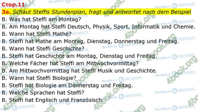 ГДЗ Німецька мова 6 клас сторінка Стр.11 (3a)
