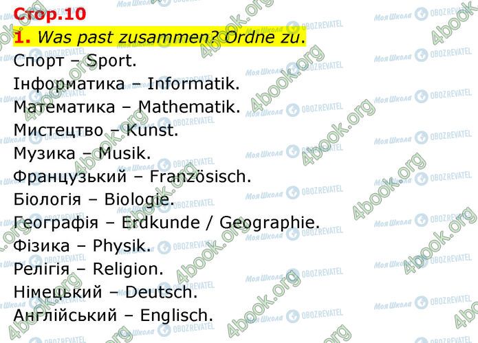 ГДЗ Німецька мова 6 клас сторінка Стр.10 (1)