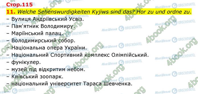 ГДЗ Німецька мова 6 клас сторінка Стр.115 (11)